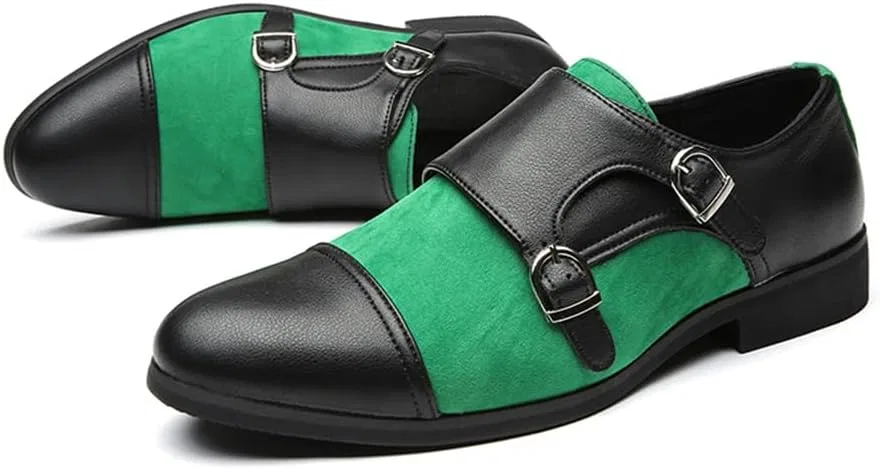 Лоферы мужские Monk Strap Slip On Loafers, черный, зеленый Abborora — фото 2