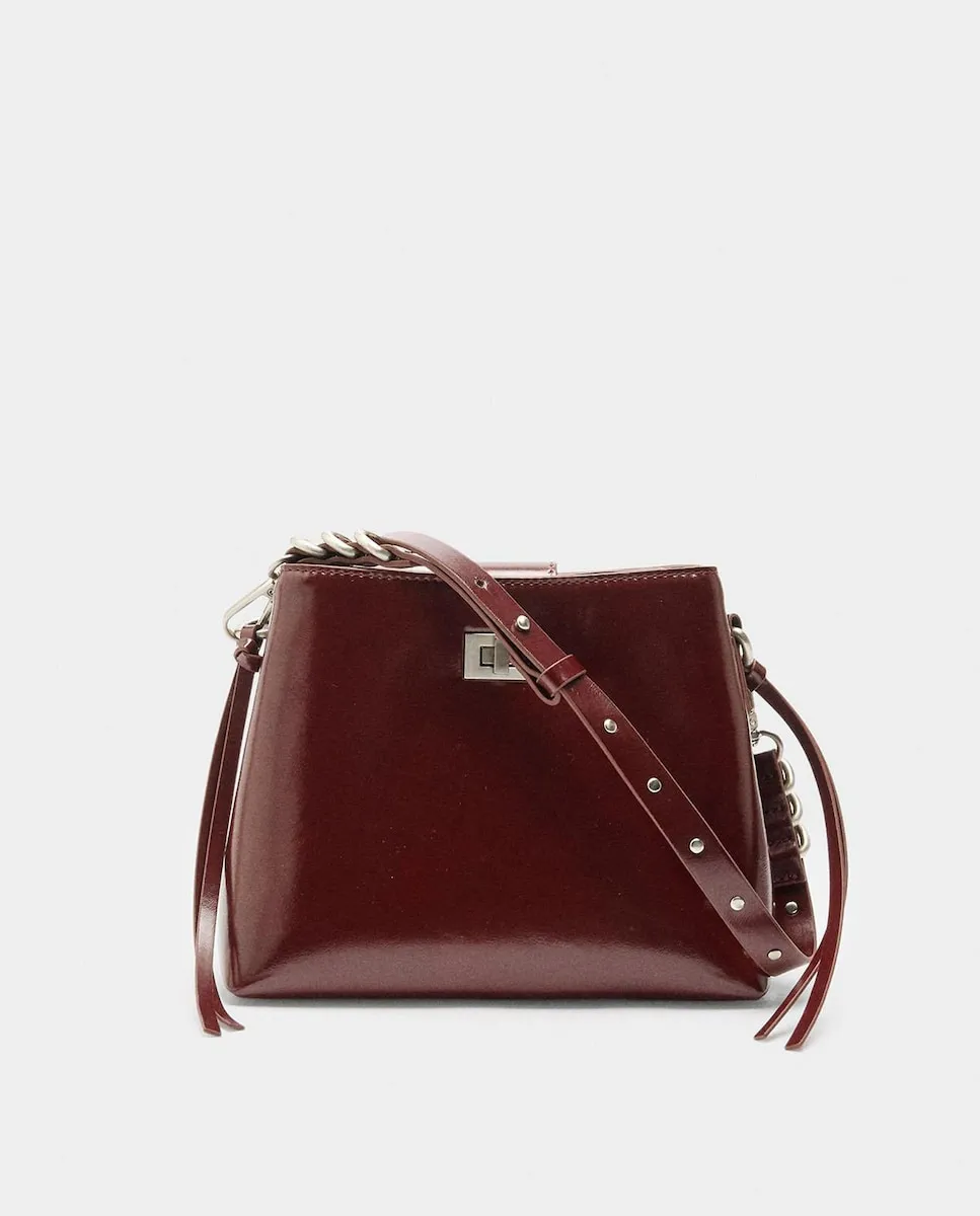 

Сумка-трансформер в стиле «тоут» с заклепками на ручке и застежкой на пуговицы, однотонная Parfois, бордовый