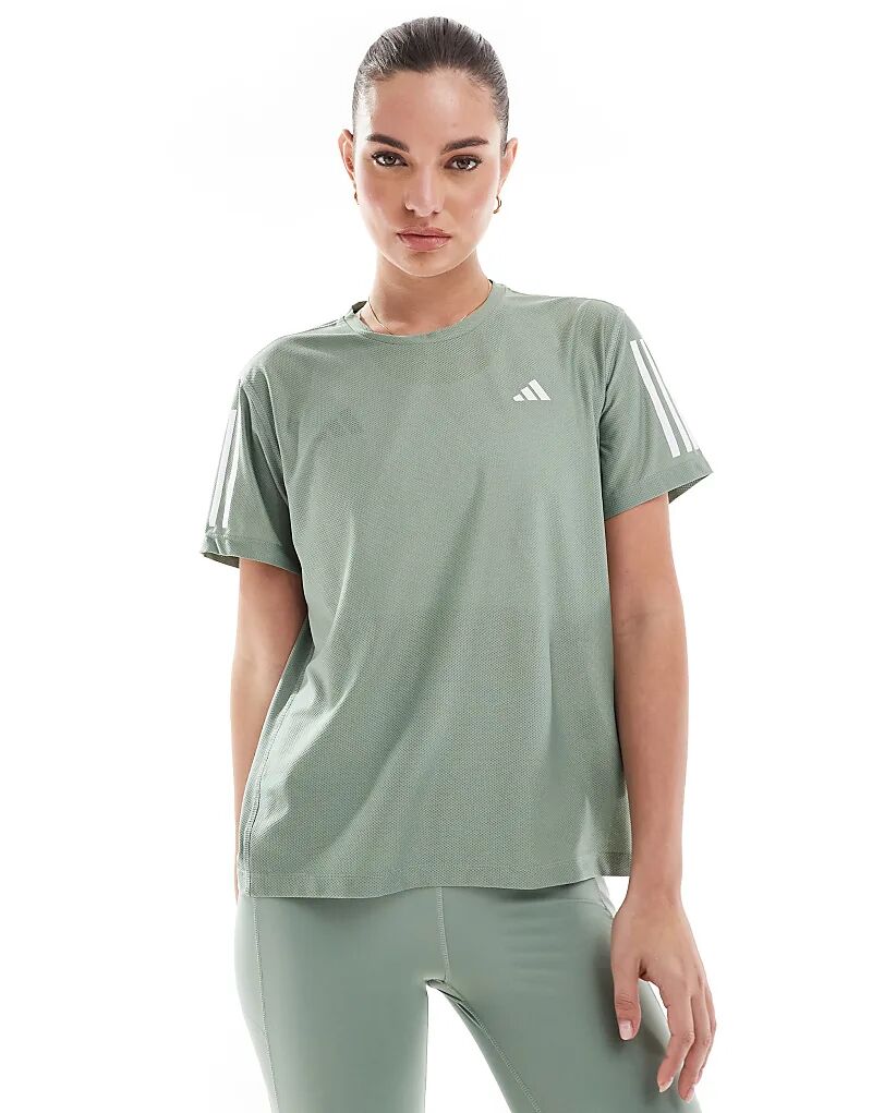 

Футболка adidas Running Own The Run серебристо-зеленого цвета adidas performance