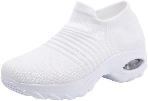 

Женские сетчатые носочные кроссовки, дышащие кроссовки на плоской подошве, мужские и женские кроссовки с воздушной подушкой для повседневной ходьбы Azttoztto, белый