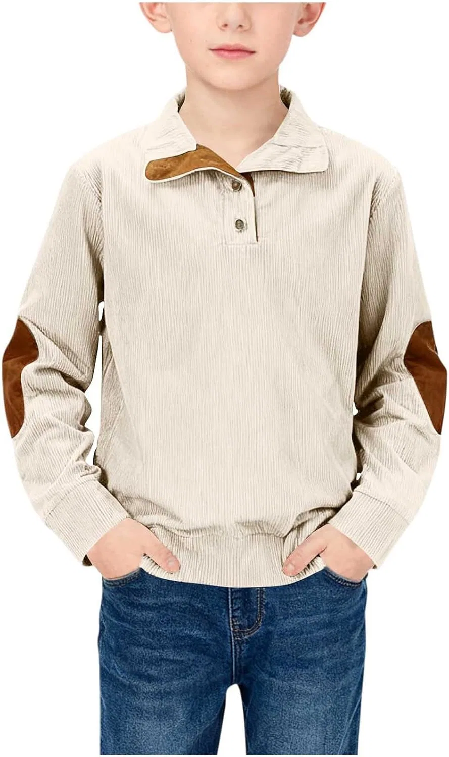Детское поло из вельвета с длинным рукавом, цвет блок, Zzalalana, Beige