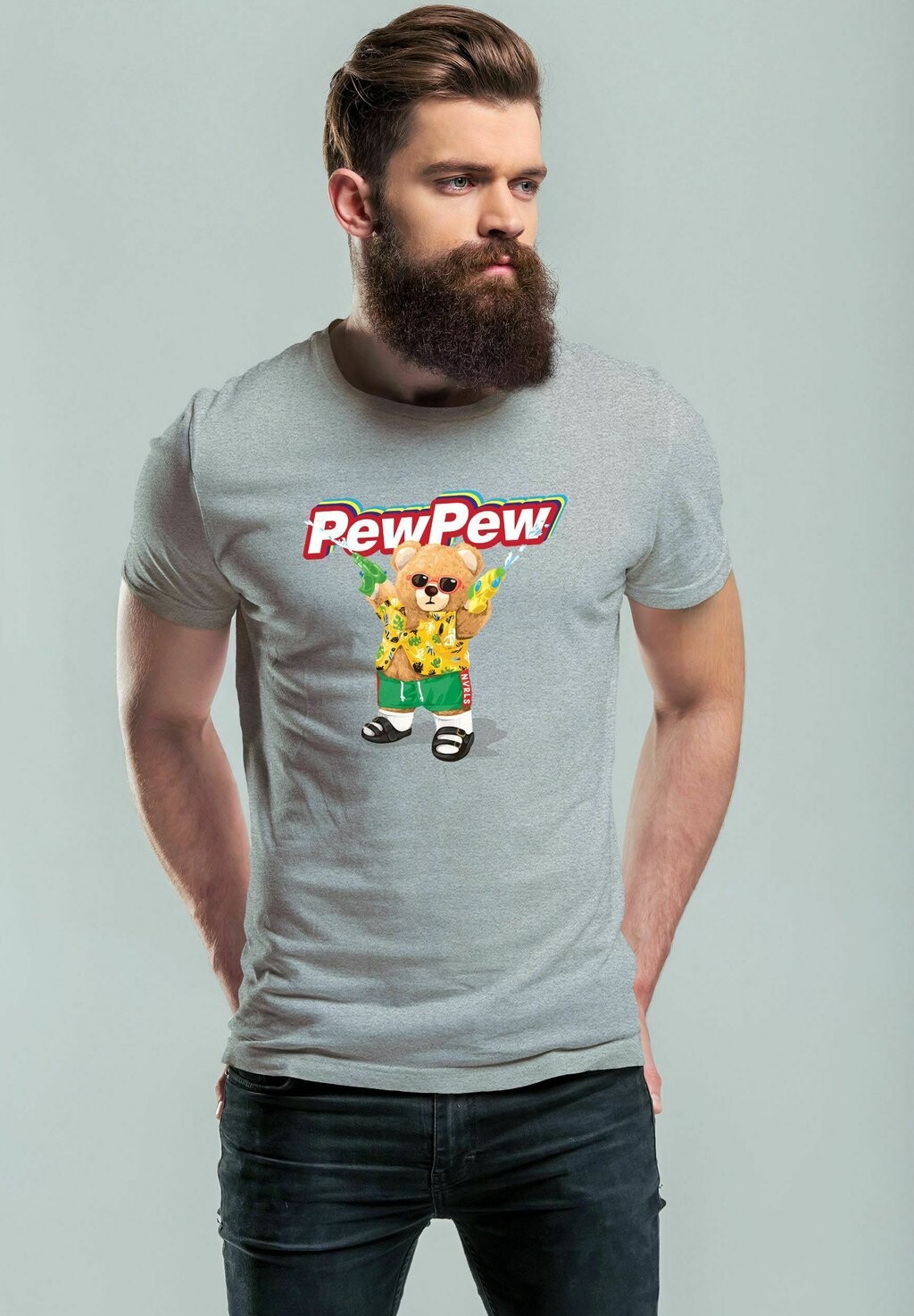 

Футболка с принтом PEW PEW BÄR SOMMER MOTIV LUST Neverless, серый