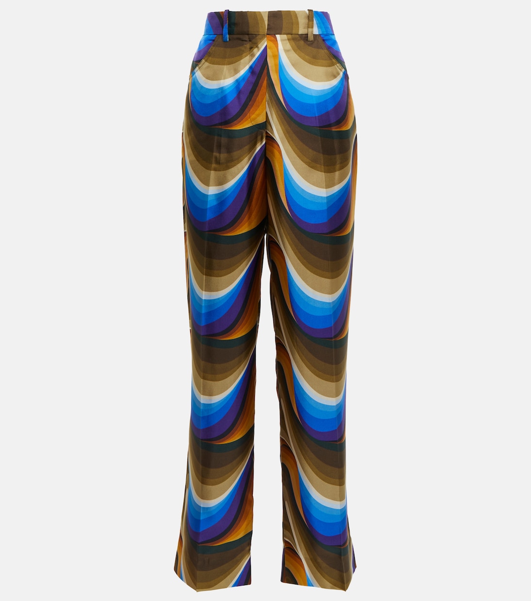 

Шелковые прямые брюки Victoria Beckham, Psychedelic Wave - Blue