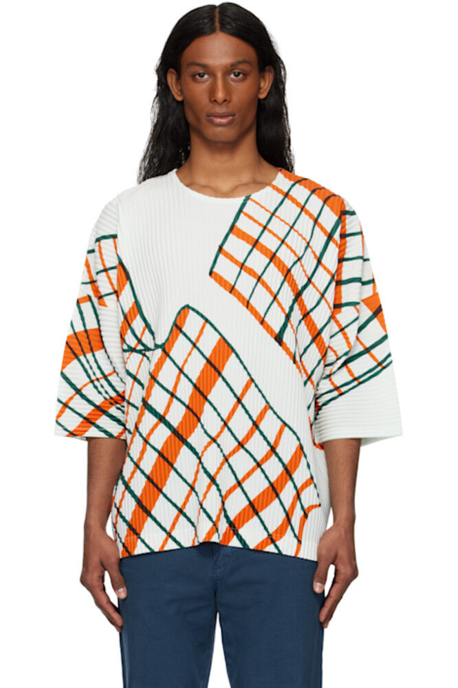 

Белая футболка в клетку Windswept HOMME PLISSÉ ISSEY MIYAKE