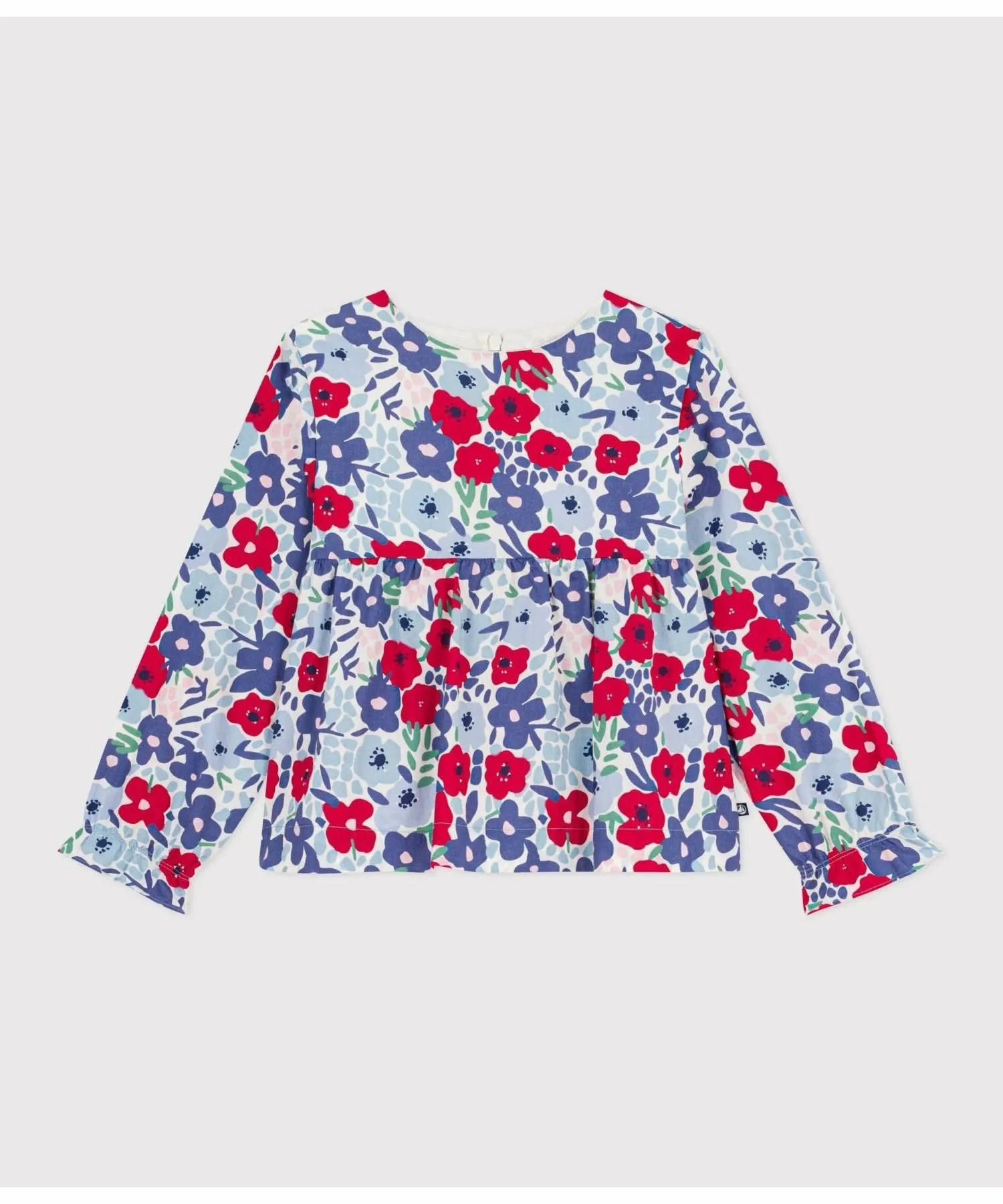 Блузка с длинными рукавами и цветочным принтом PETIT BATEAU, Off-white/multicolor — фото 4