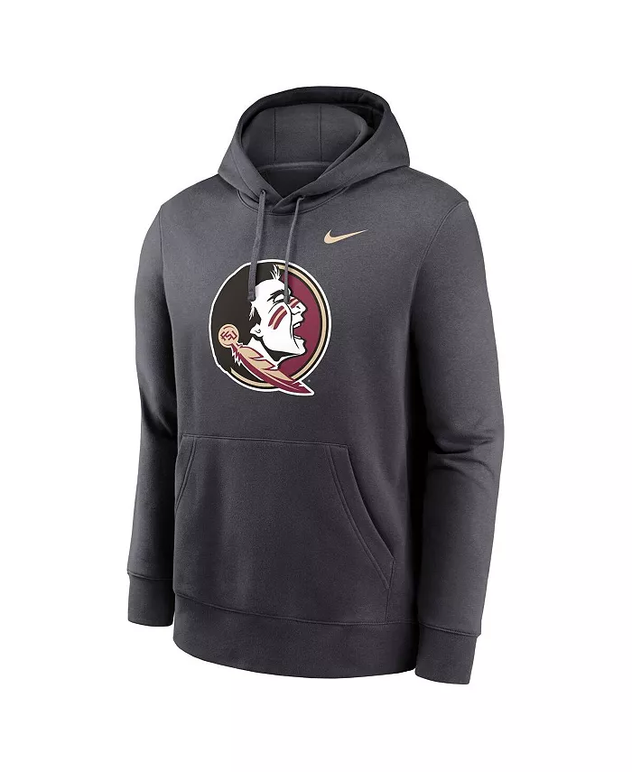 Мужская толстовка с капюшоном Florida State Seminoles Primetime Club Fleece цвета антрацит Nike — фото 3