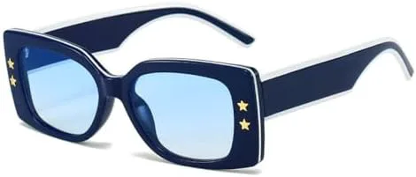 

Модные квадратные солнцезащитные очки для женщин, стильные ретро-очки прямоугольной формы, солнцезащитные очки с градиентной защитой UV400 для женщин MTZJH, C4 Blue