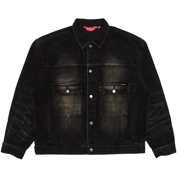 

Куртка Supreme Distressed Selvedge Trucker Jacket, цвет Washed Black