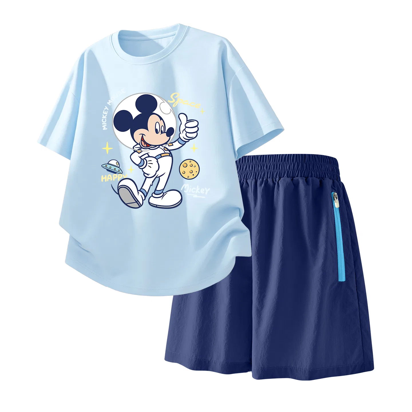 Детский спортивный костюм Casual Sportswear 2 Piece Set Disney, Cosmic Sky Blue+Solid Color Deep Sea Blue