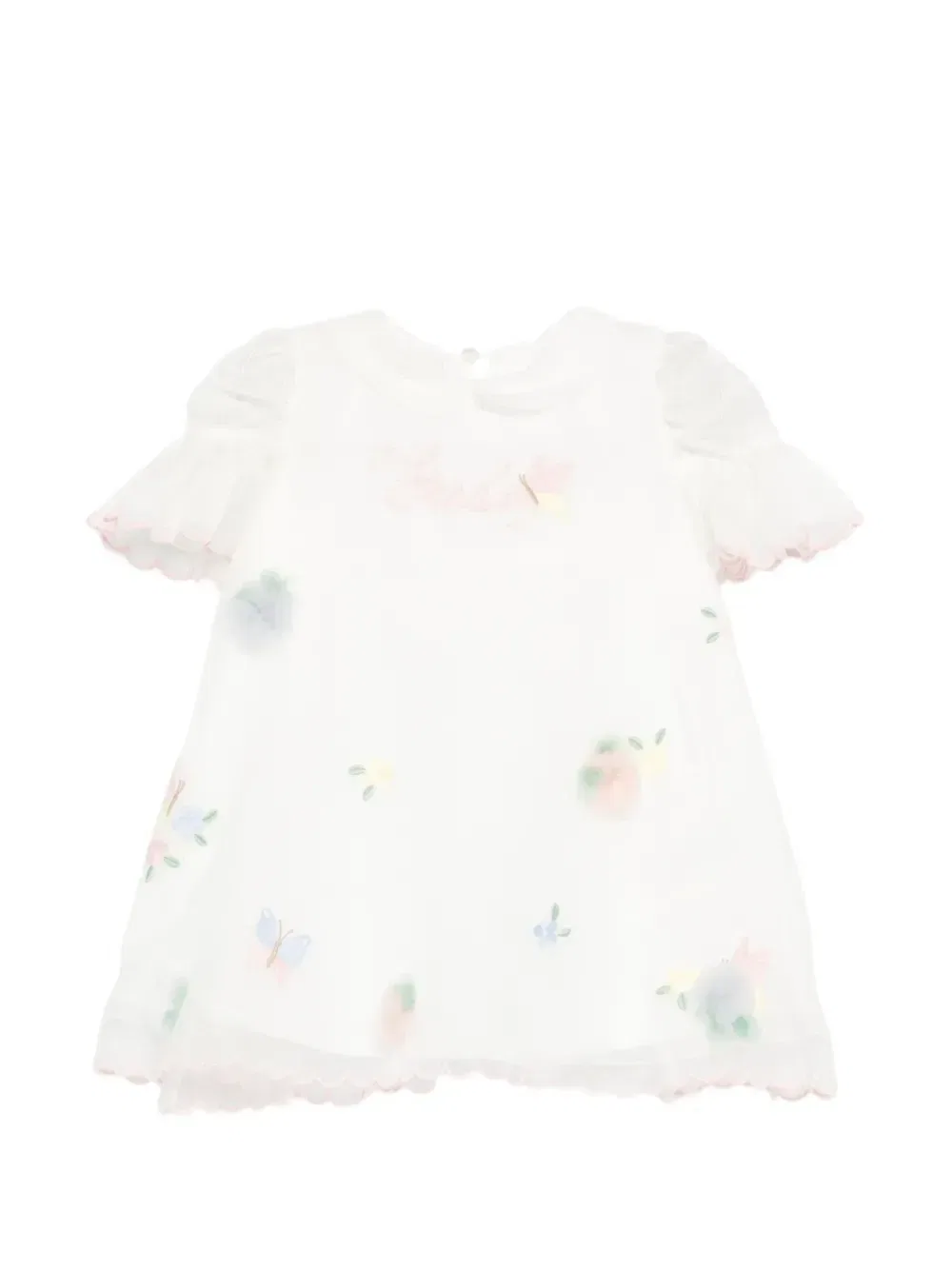 Платье с цветочной вышивкой Fendi Kids, белый