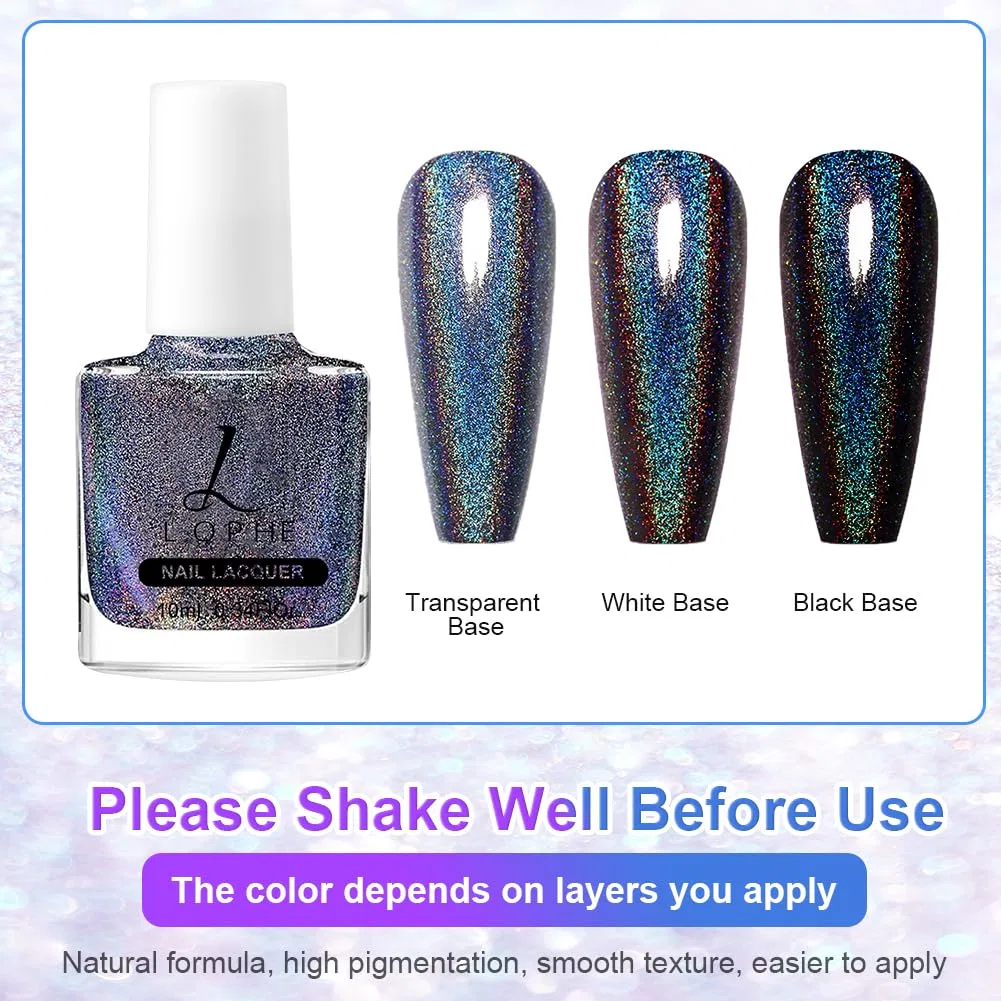 Голографический глиттерный лак для ногтей LOPHE Lophe, Holographic Nail Polish — фото 3