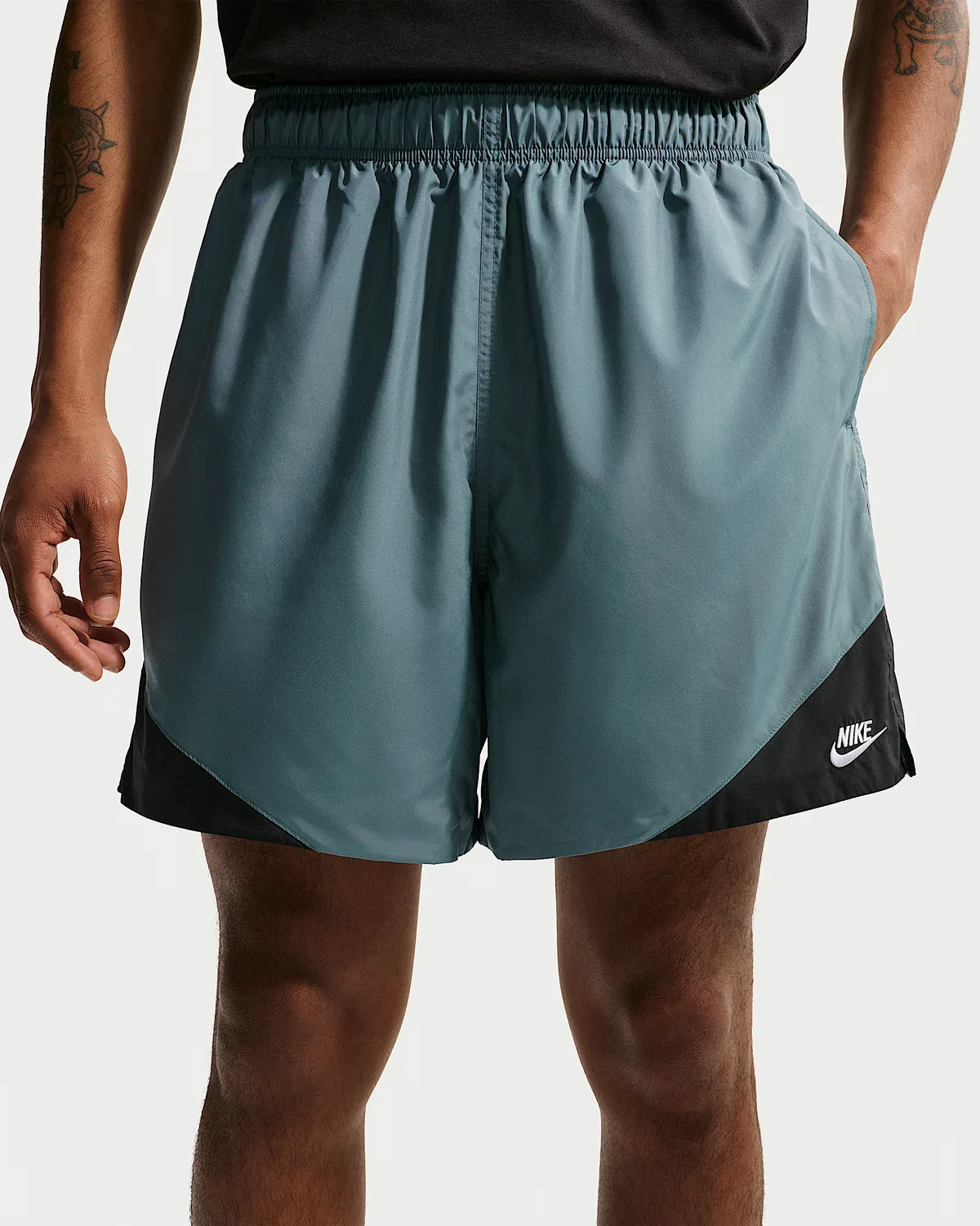 Мужские легкие тканевые шорты Nike Windrunner, Mineral Slate/Black/White — фото 2