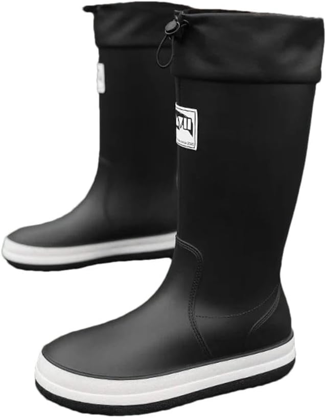 

Мужские высокие резиновые сапоги для улицы, непромокаемые с мягкой подошвой и противоскользящей поверхностью для работы на улице Generic, черный