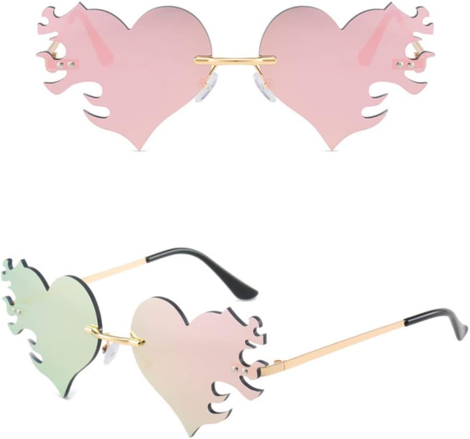 

Женские солнцезащитные очки в стиле «Сердце и пламя» 2027 года, без оправы, с градиентным переходом цвета, защитой от УФ-излучения UV 400 и металлическим корпусом MTZJH, C2