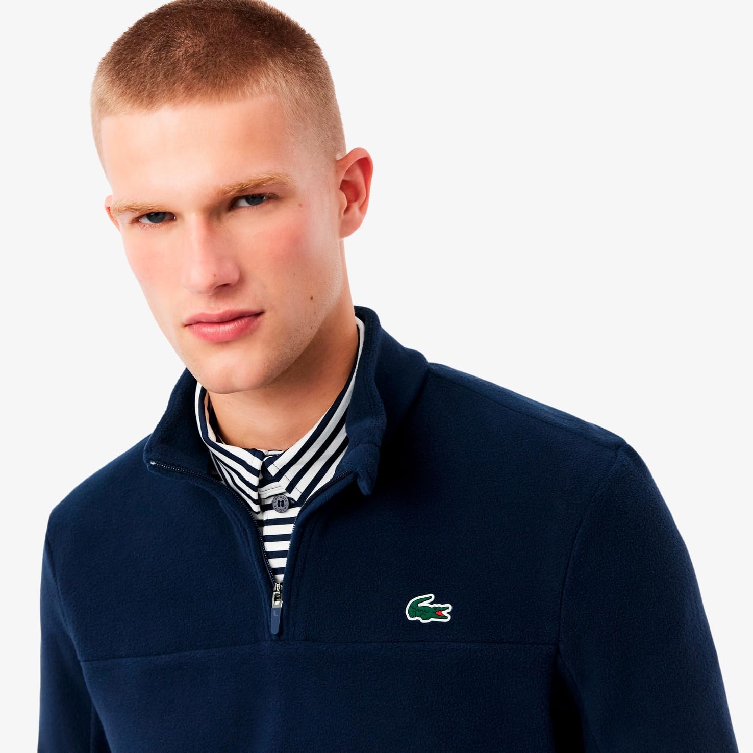 Толстовка Lacoste Мужская с молнией до середины груди, темно-синий — фото 3