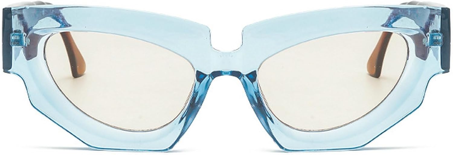 

Большие солнцезащитные очки «кошачий глаз» для женщин, роскошные винтажные синие солнцезащитные очки для дам, модные солнцезащитные очки с защитой от УФ-излучения mincl, Blue Champagne