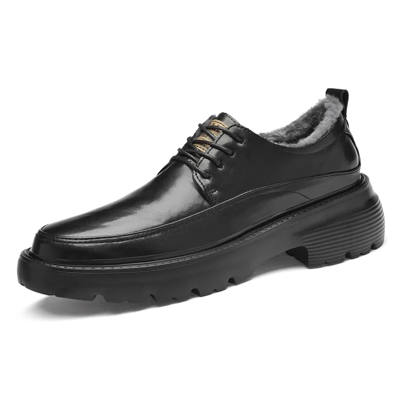 Кожаные повседневные туфли мужские GONGNIULEITING, Black Cotton