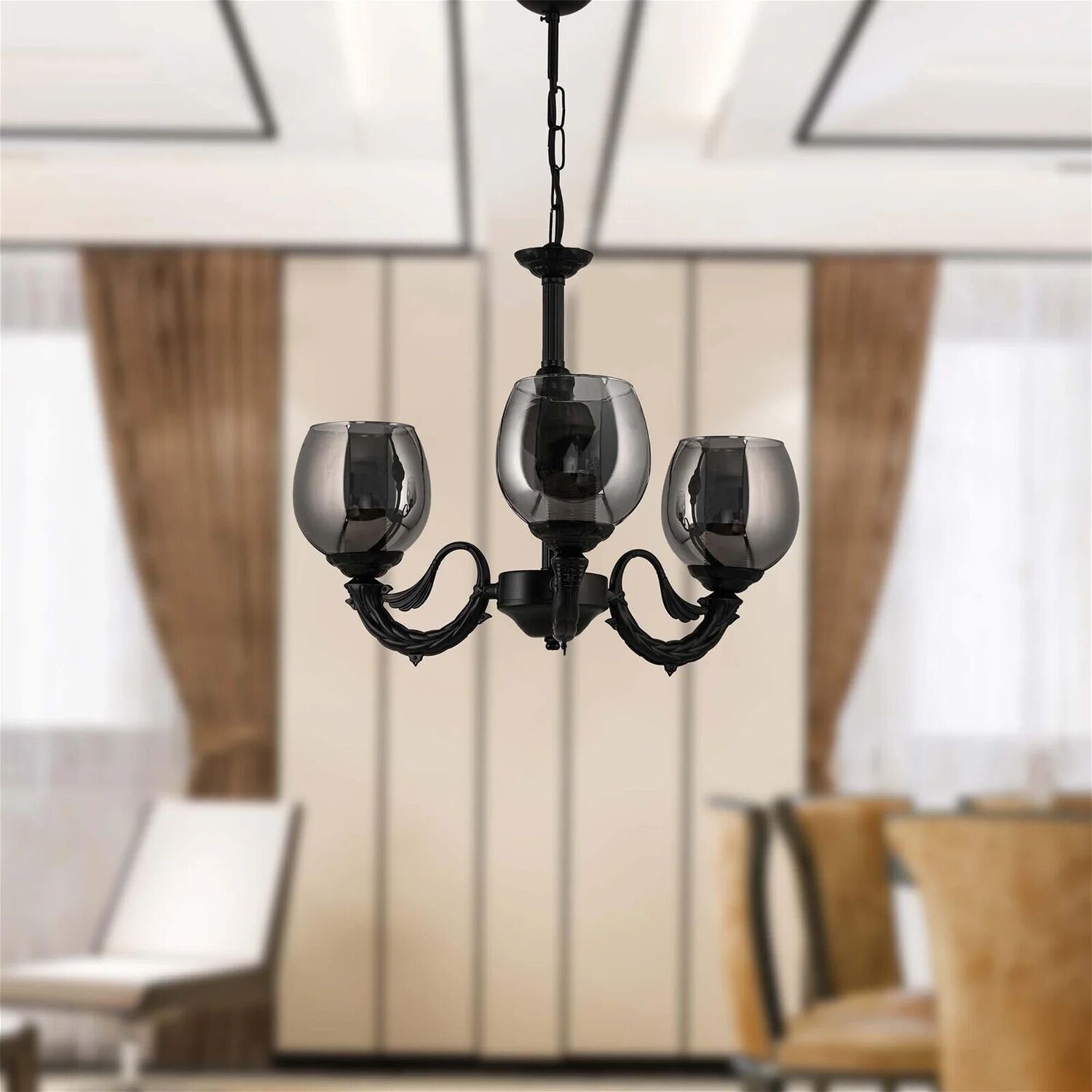

Safir Light Riga Zamak Люстра из дымчатого стекла, 3 предмета - черный