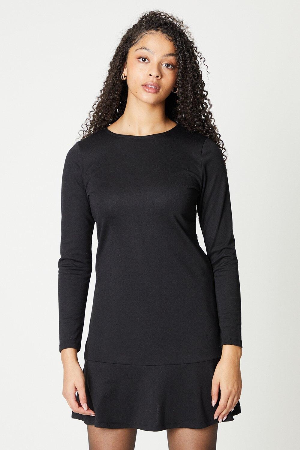 

Мини-платье Ponte с оборкой и подолом Dorothy Perkins, черный