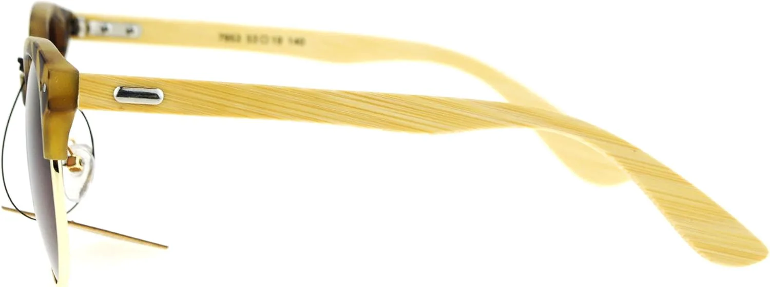 

Женские солнцезащитные очки с дужками из натурального бамбука, круглой матовой оправой из рогового волокна и защитой от УФ-излучения 400 PASTL, Tortoise (Brown)