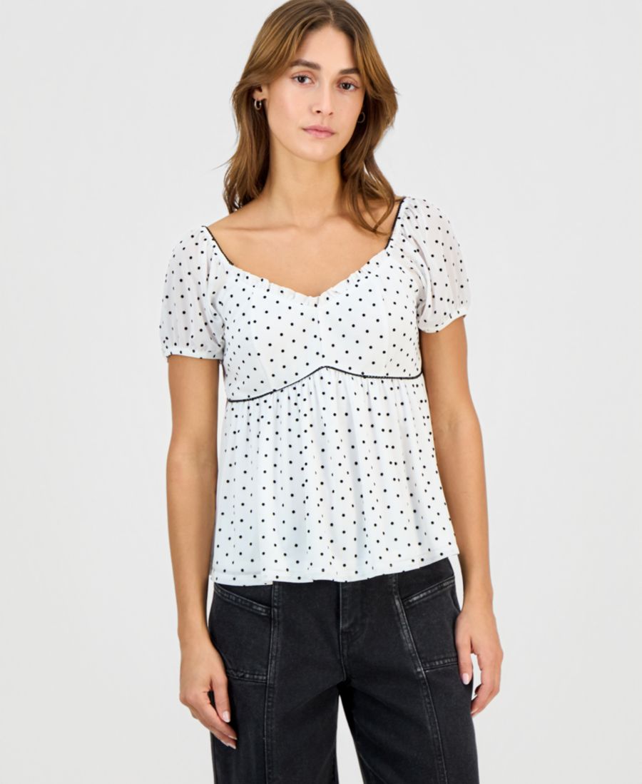 

Детская короткая блузка-бэбидолл с бархатным покрытием Self Esteem, White/Black