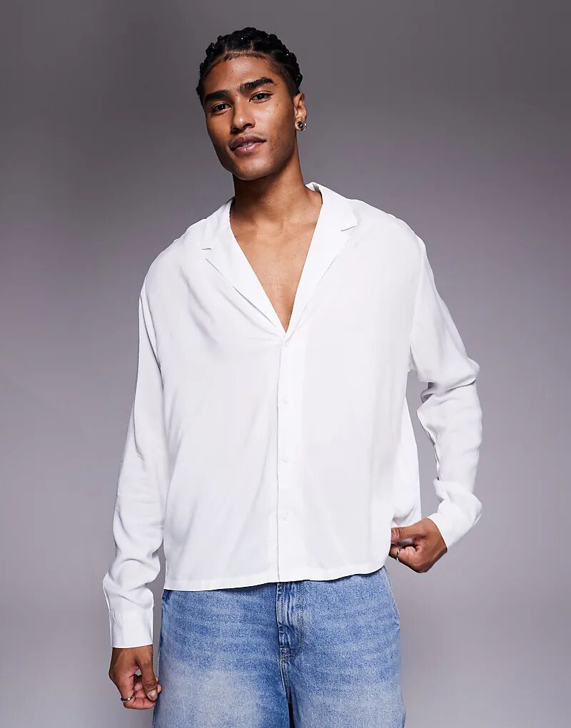 

Свободная рубашка свободного кроя из вискозы ASOS DESIGN белого цвета