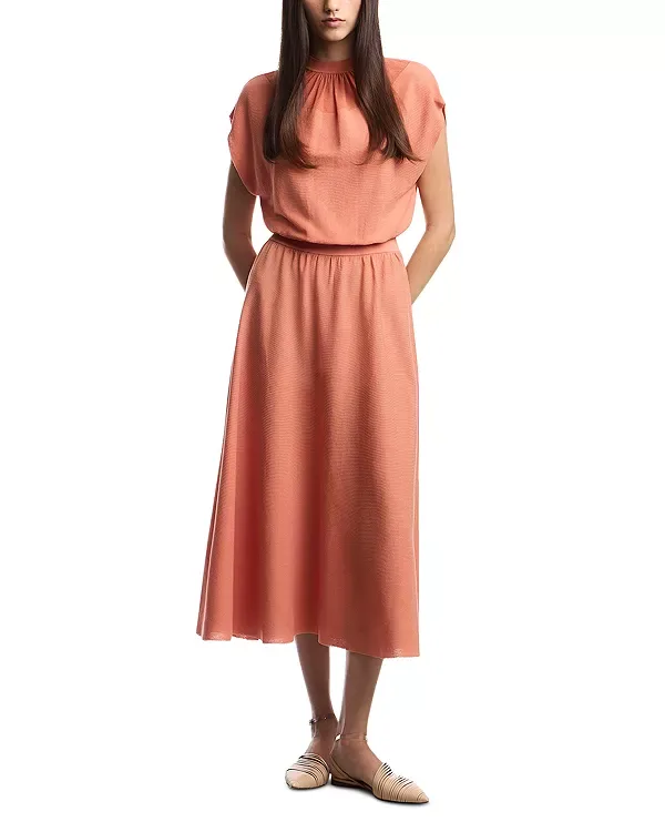 Платье из ребристого хлопкового смесового материала Emporio Armani, Persimmon