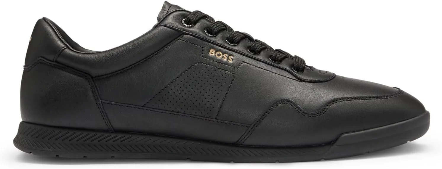 Мужские кроссовки BOSS Titanium SL ltpf из кожи наппа с перфорированными деталями, черный