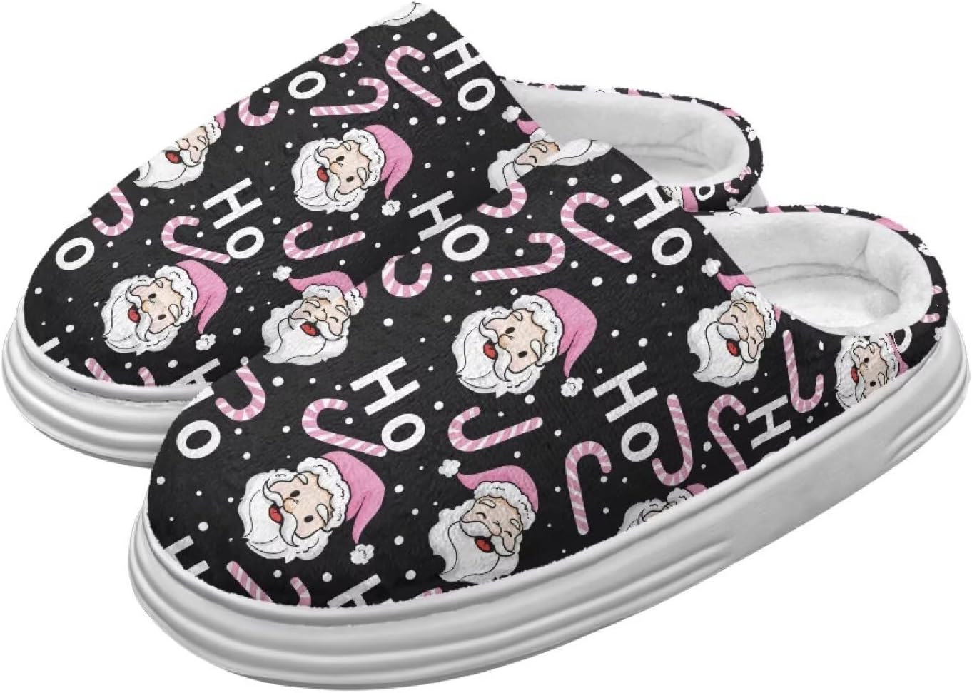 

Тапочки для женщин и мужчин, зимние шлепанцы, мягкие плюшевые пушистые домашние тапочки для улицы и дома Hechitok, Christmas Stick Santa