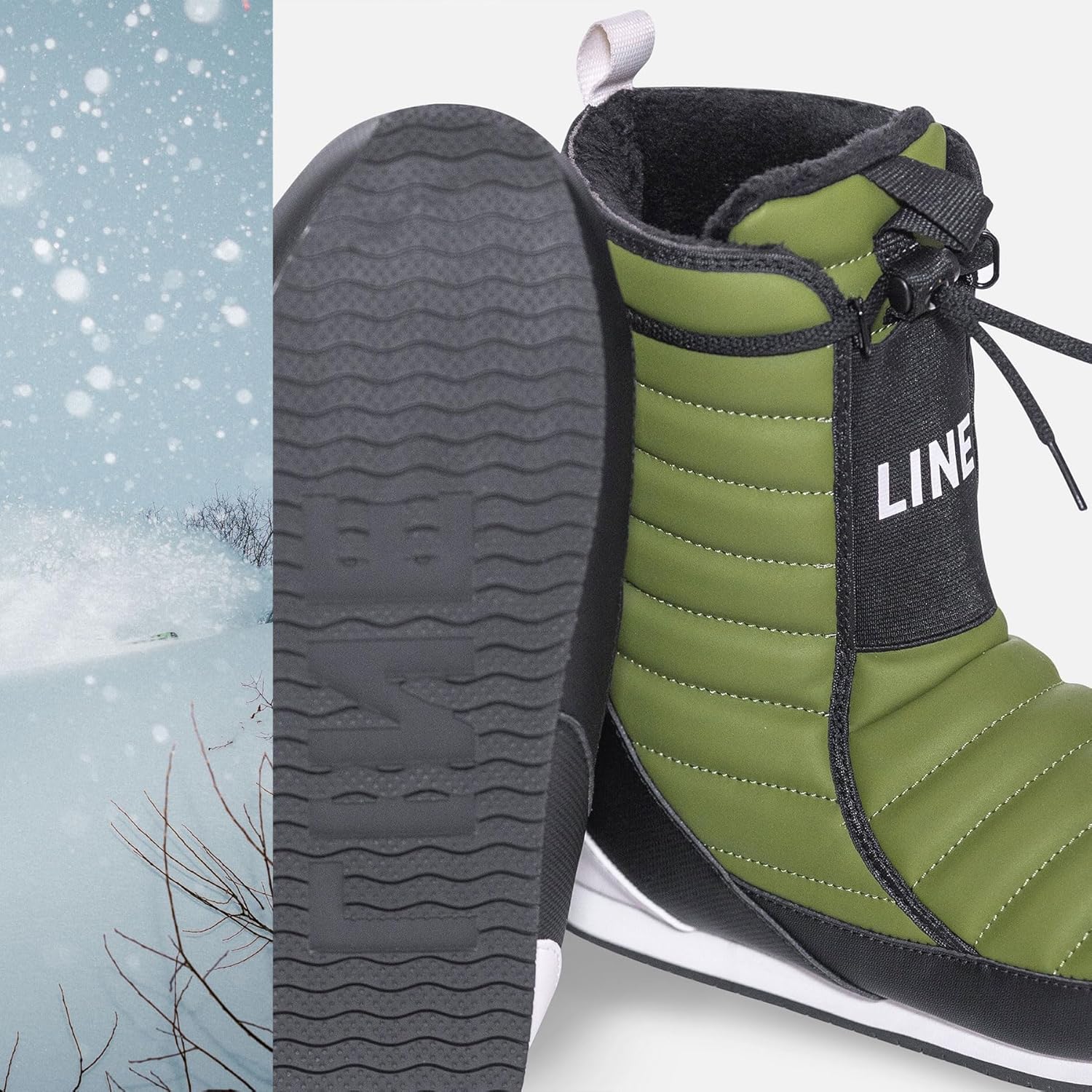 Ботинки LINE Unisex Adult BOOTIE 2.0, Теплые водостойкие зимние ботинки для отдыха после катания на лыжах с формованной стелькой из пеноматериала и системой шнуровки, зеленый — фото 4