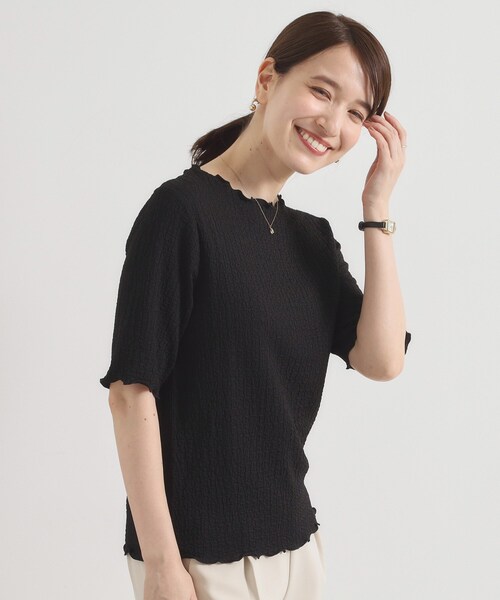 

Футболка из жаккардовой ткани со сборками, бренд ITS'DEMO, черный