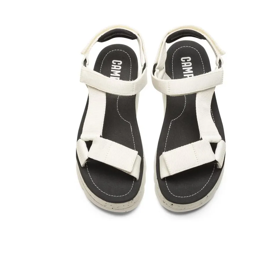 Женские белые босоножки на платформе с застежкой-липучкой Camper, белый — фото 2