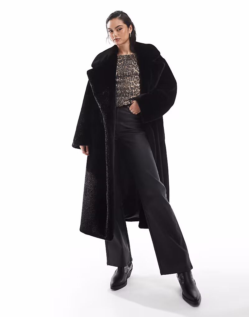 

Длинная шуба из искусственного меха ASOS DESIGN черного цвета