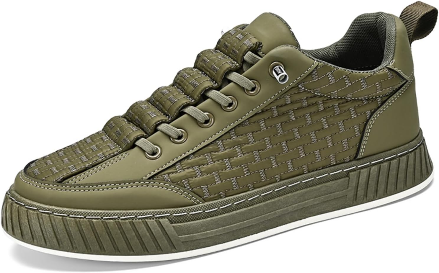 

Мужские повседневные слипоны с язычком, стеганым текстурированным верхом и платформенной подошвой, дышащие шнуровка, модная обувь для ежедневного уличного стиля Kelibasi, зеленый