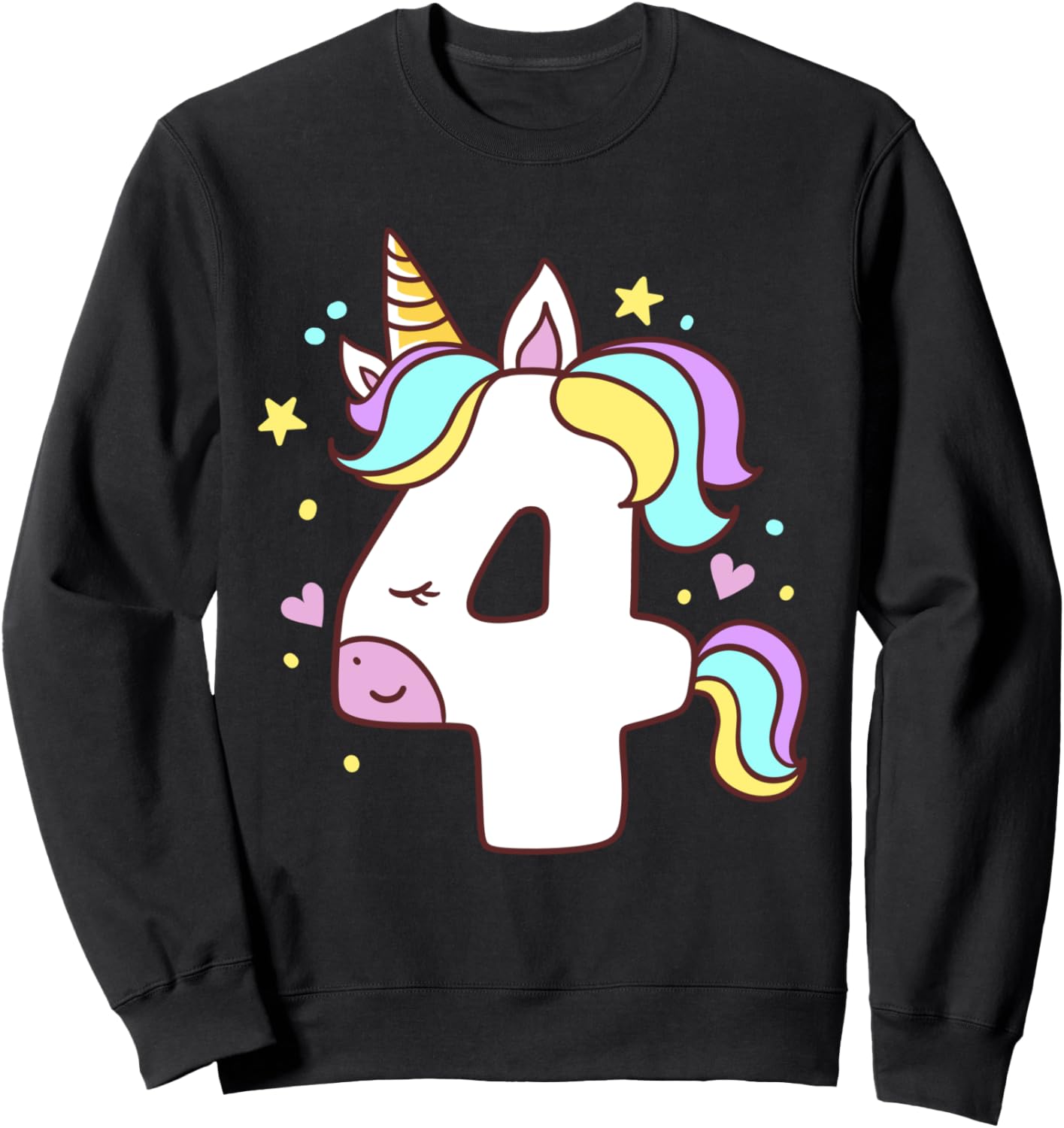 

Милая толстовка с единорогом для вечеринки по случаю 4-летия, идеально подходит для 4-летних девочек Magical Unicorn Birthday Outfits, черный