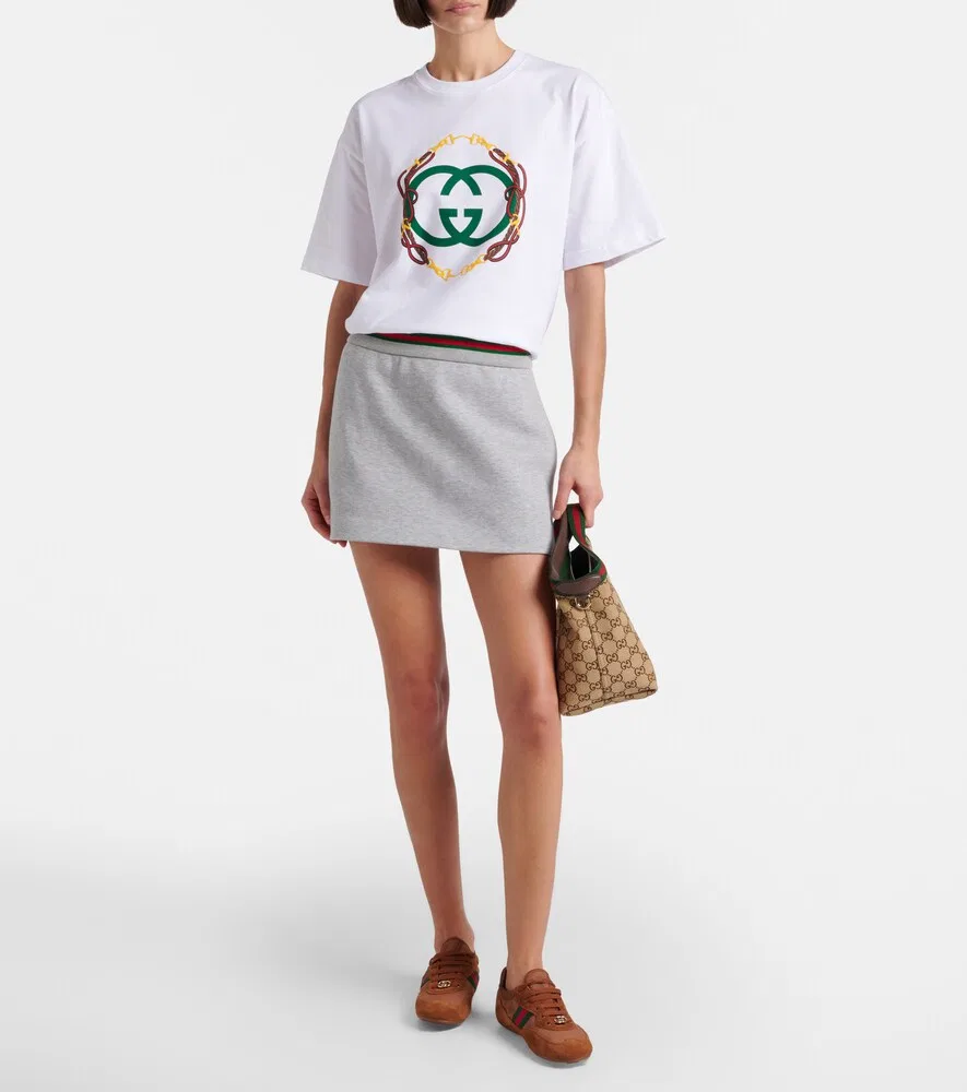 Футболка Gucci с переплетенными буквами G, из хлопкового трикотажа, белый — фото 2
