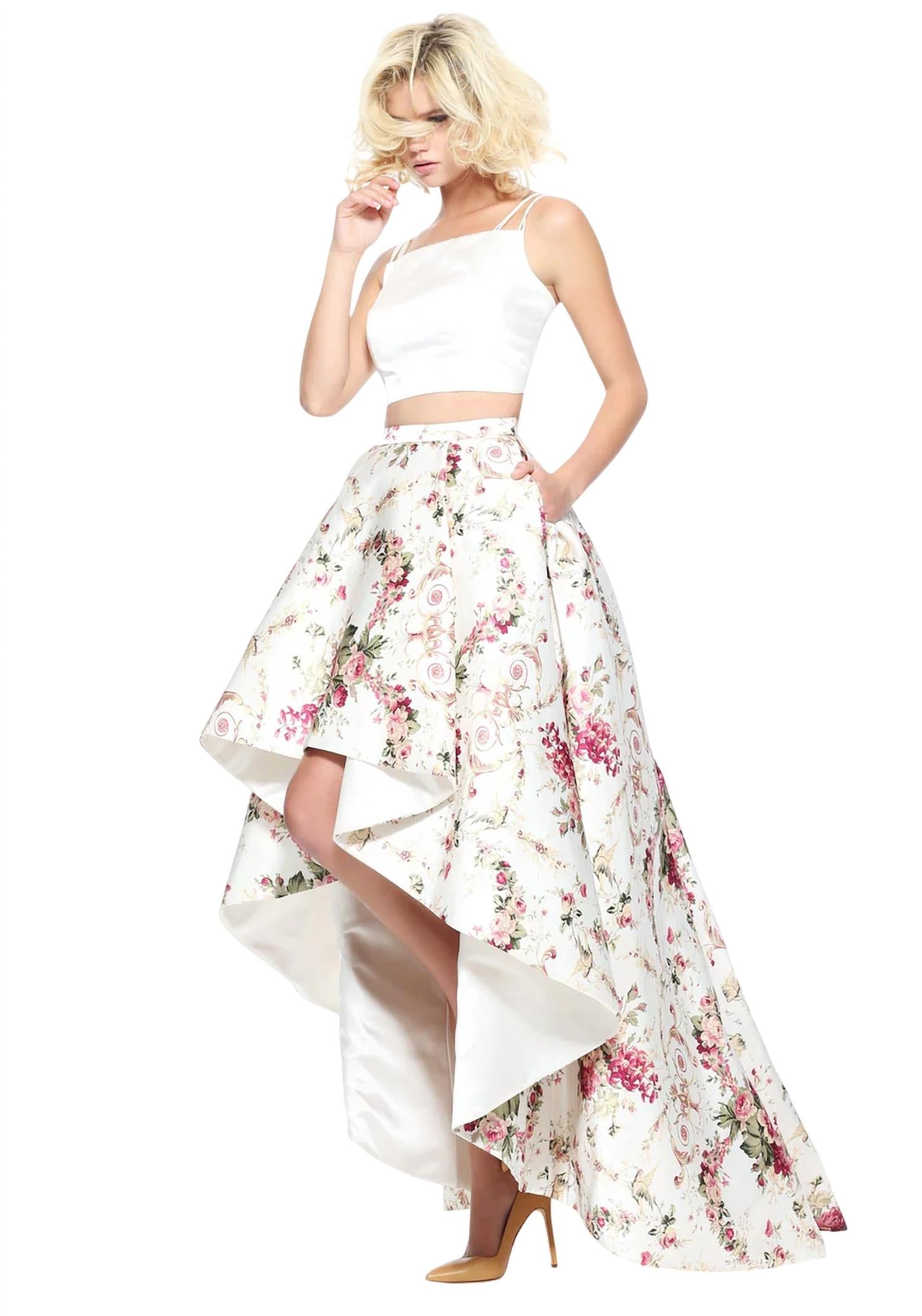 

Выпускное платье с цветочным принтом цвета слоновой кости/принт Sherri Hill