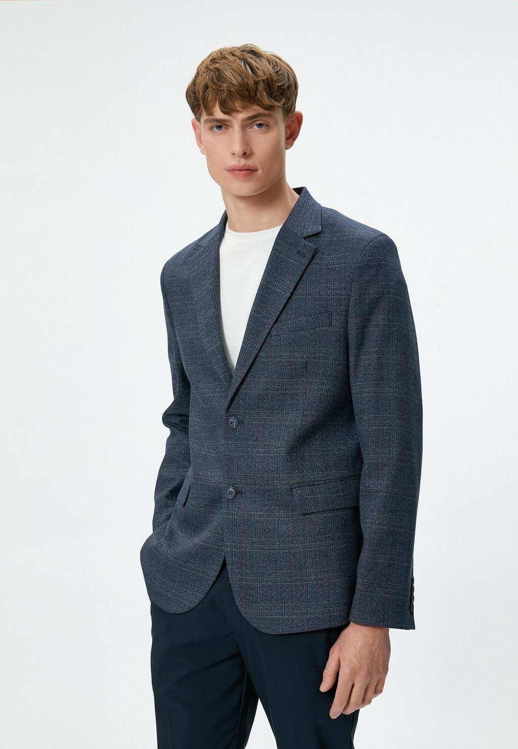 

Пиджак-блейзер DOUBLE POCKET DETAIL PLAID BUTTONED Koton, темно-синий