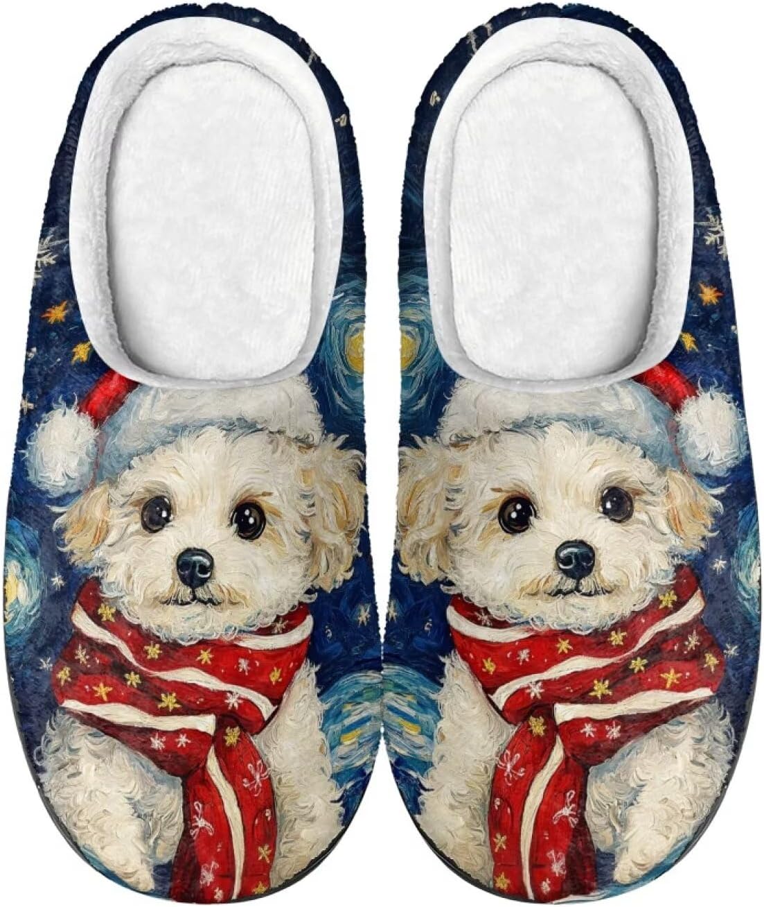 

Домашние тапочки COEQINE для женщин, мягкие, теплые, нескользящие, зимние, размеры US 4-12, Cute Maltese Dog Xmas Costume