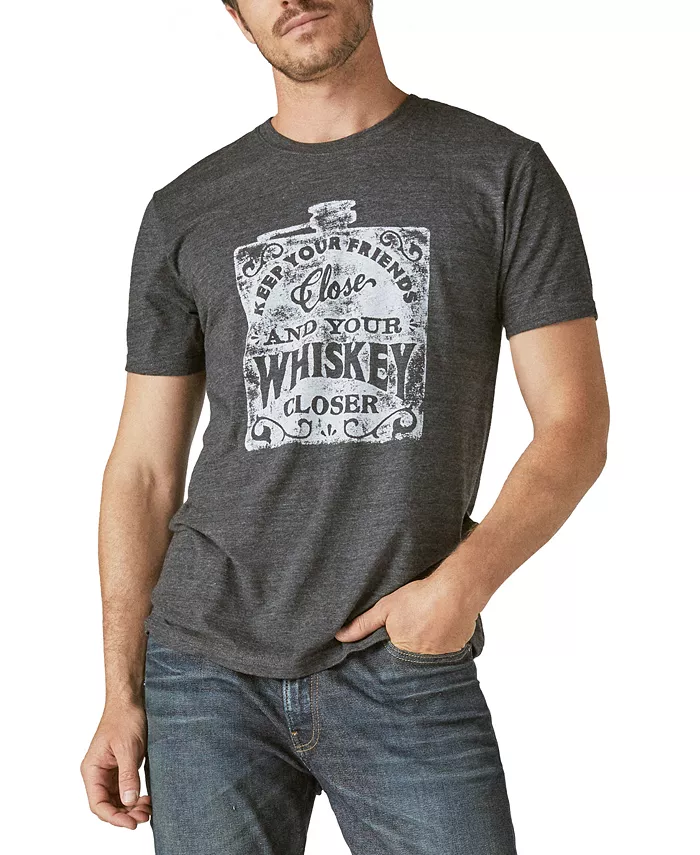 

Мужская футболка с круглым вырезом Keep Your Friends Close Whiskey Lucky Brand, черный
