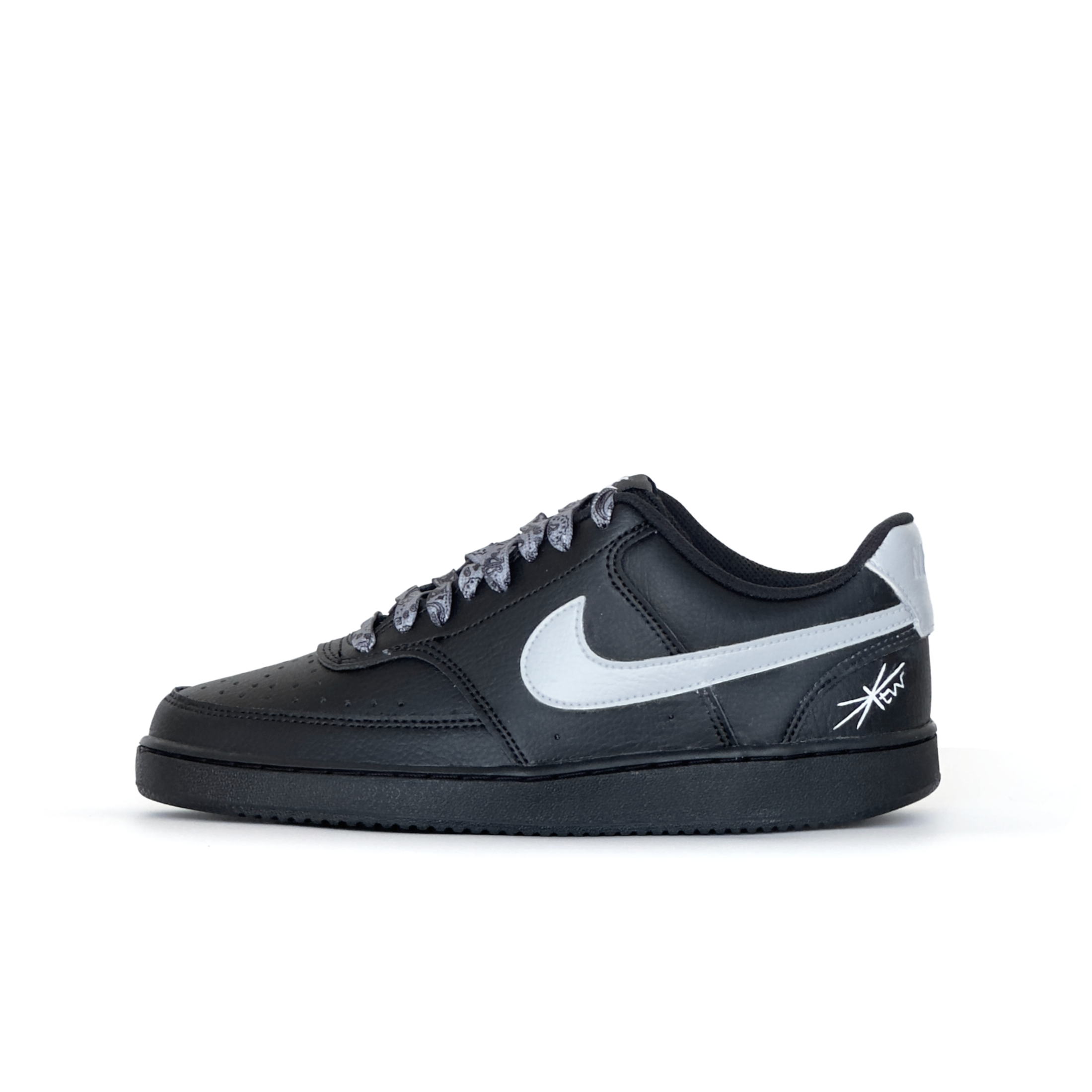 

Nike Кроссовки для скейтбординга Court Vision 1 Dark Night Silver Blade с устойчивым к истиранию верхом, низкие, мужские, черные