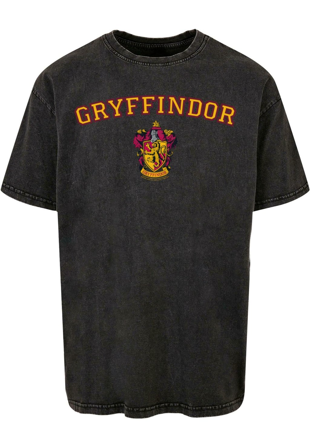 

Футболка с принтом HARRY POTTER HOGWARTS GRYFFINDOR CREST ACID WASHED ABSOLUTE CULT, черный