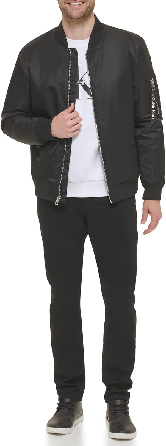 Мужская нейлоновая летная куртка Calvin Klein, Nylon Flight Black — фото 2