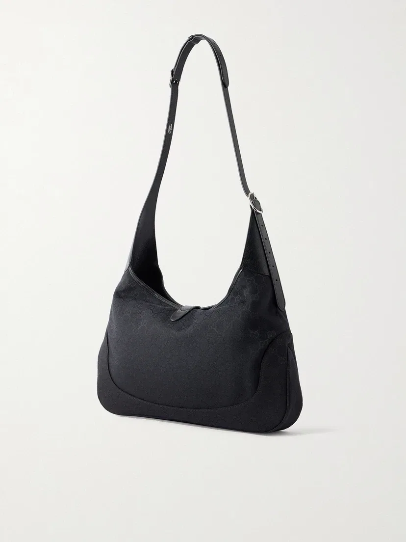 Большая холщовая сумка-жаккард Jackie 1961 GUCCI, черный — фото 4