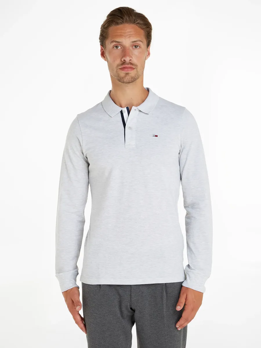 

Рубашка-поло с длинными рукавами Tommy Jeans "TJM SLIM SOLID LS POLO", серый