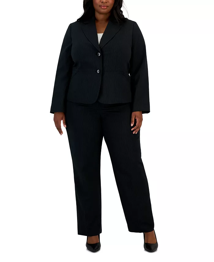 

Женский костюм с двумя пуговицами в полоску, plus size Le Suit, черный