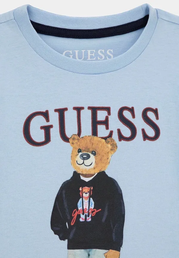 Футболка детская Guess, модель Baby toddler kids ss t-shirt print t-shirt, цвет небесно-голубой — фото 3