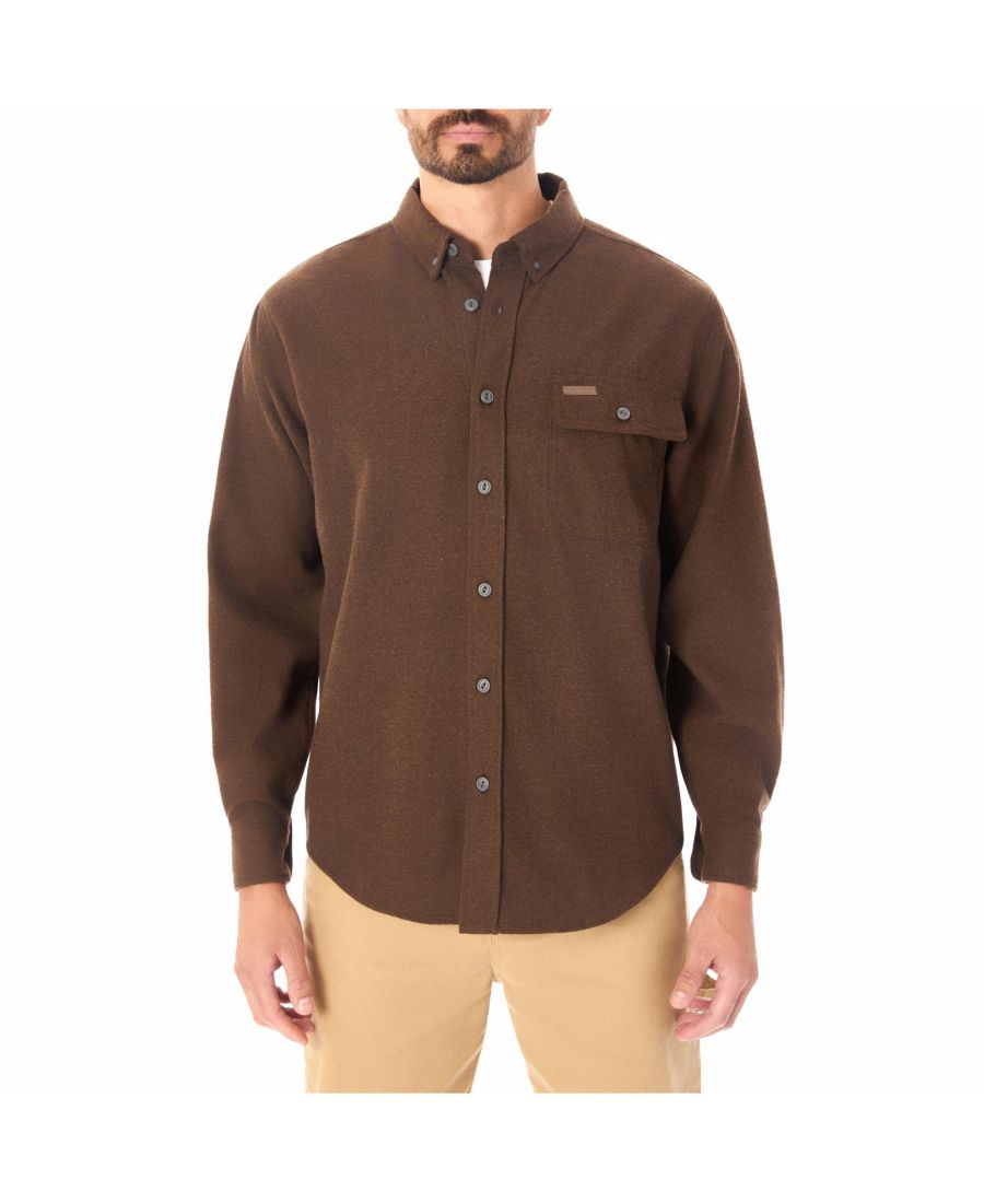 

Мужская рубашка с длинным рукавом из очень плотной замши из фланели Smith's Workwear, Heather dark brown