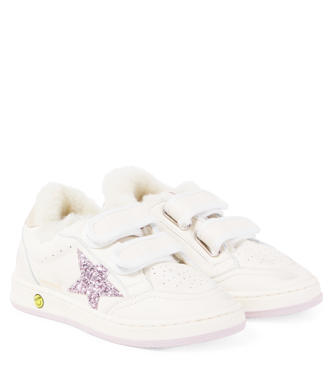 

Кроссовки Ball Star из блестящей кожи Golden Goose Kids, белый
