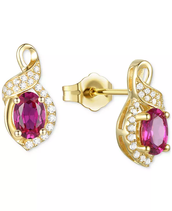 

Серьги-Гвоздики с овальными завитками из серебра 925 пробы с аметистом (3/4 карата) и выращенным в лаборатории белым сапфиром (1/6 карата) (также с другими драгоценными камнями) Macy'S, ruby